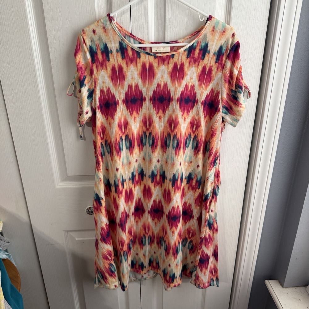 Bobbie Brooks Multicolor Tie Dye Midi Dress Women's Size 1X Cruise Boho Travel